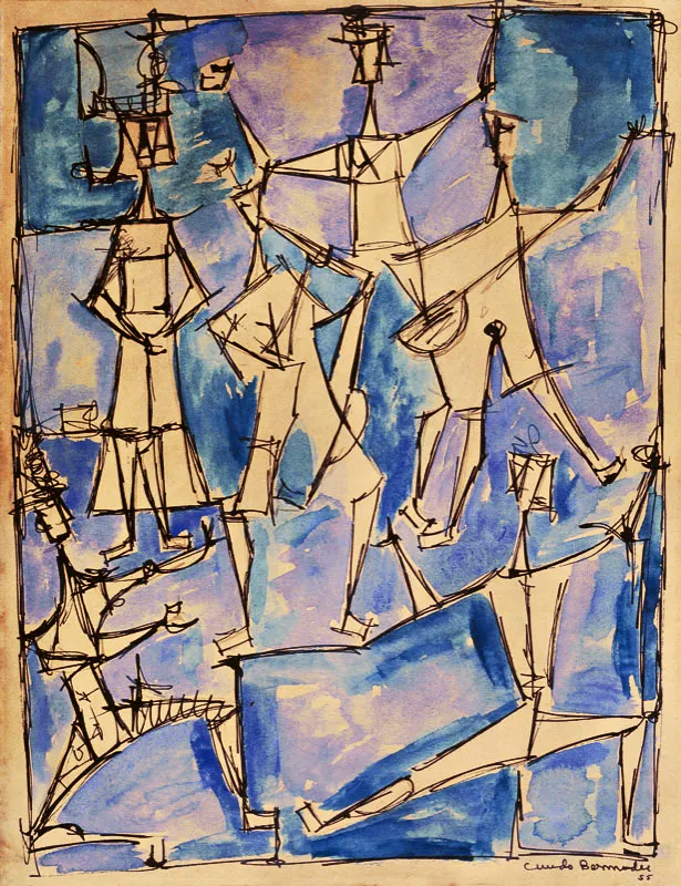 Cundo Bermúdez / Juglares / 1955 / Acuarela sobre papel / 37 x 28 cm Óscar Monsalve