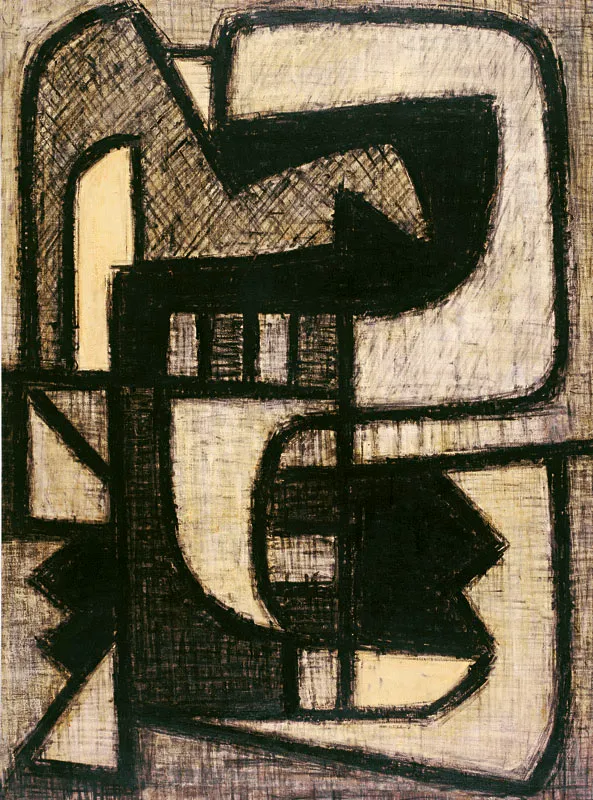 Oswaldo Vigas / Objeto negro / 1957 / Óleo sobre lienzo / 129 x 94 cm Óscar Monsalve