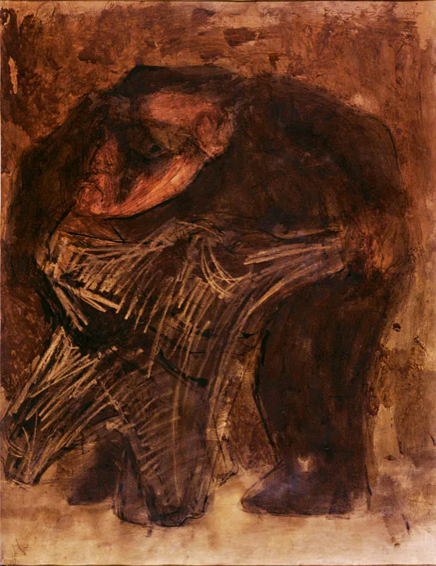 José Luis Cuevas / Carnicero / 1957 / Tinta y acuarela sobre cartón / 70 x 54 cm Óscar Monsalve