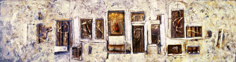 Ruby Rumie / A los muertos hay que enterrarlos / 2000 / Tríptico / Acrílico sobre lienzo / 100 x 371 cm Óscar Monsalve