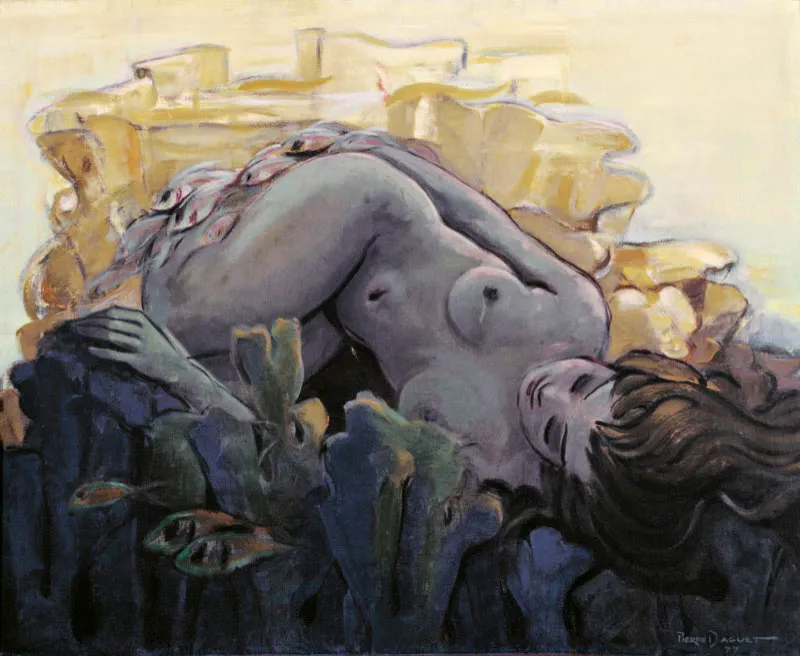 Pierre Daguet / Ondinas / 1977 / Óleo sobre lienzo / 80 x 100 cm Óscar Monsalve