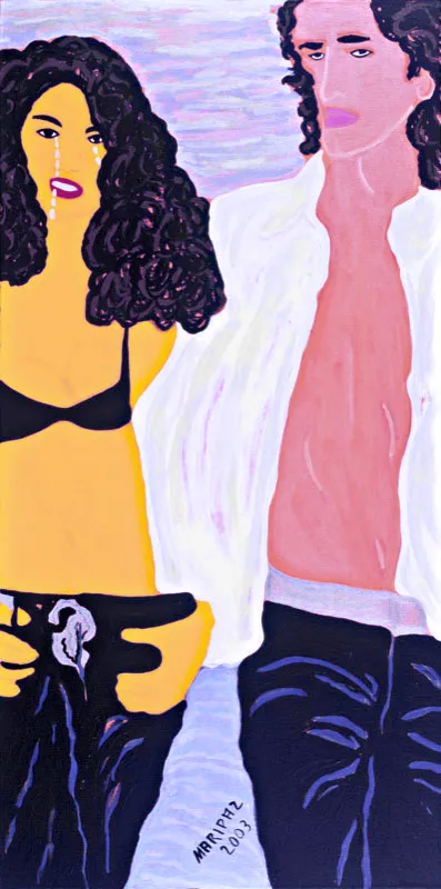 Maripaz Jaramillo / Colombia llora pero no se rinde / 2003 / Acrílico sobre lienzo / 120 x 60 cm Óscar Monsalve