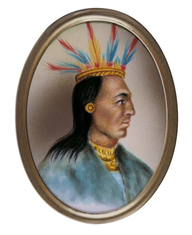 Quemuenchatocha se aprestaba a celebrar un tratado de paz con Tisquesusa cuando se produjo la invasión de los españoles. Como su viejo rival, Quemuenchatocha murió en la resistencia contra los invasores. Miniaturas de Manuel J. Paredes. Biblioteca Luis Ángel Arango, Bogotá.