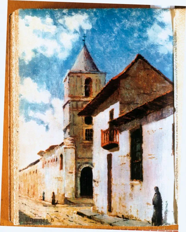 Casa del célebre pintor santafereño Gregorio Vásquez de Arce y Ceballos, e iglesia de La Candelaria.