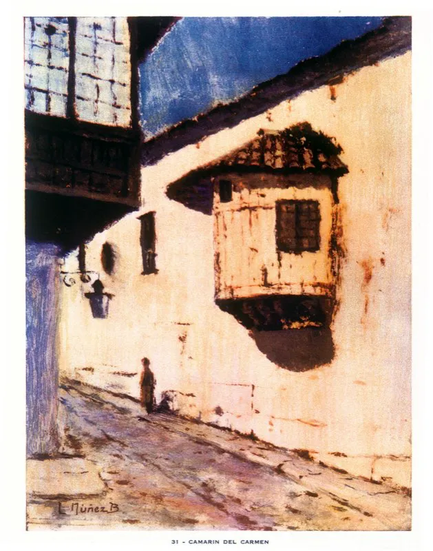 El Camarín del Carmen construido en el siglo xvii, es uno de los rincones más característicos del centro de la ciudad, y dio el nombre a la calle que ocupa. Hoy es sede de un importante centro cultural y uno de los sitios más visitados por los turistas. Óleos de Luis Núñez Borda.