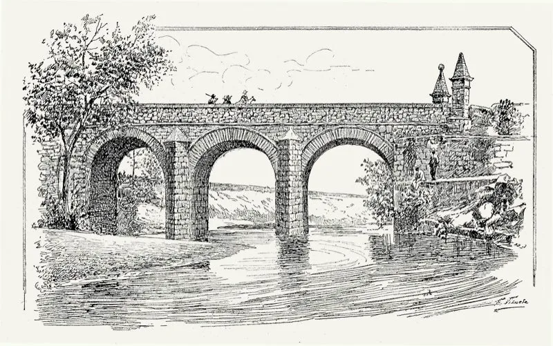 El Puente Grande era el principal paso sobre el río Bogotá, en el Camino de Occidente, hacia Honda. Plumilla de Vizuete.