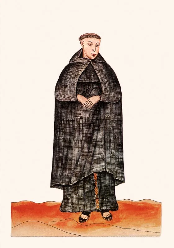 Junto con las de dominicos y jesuitas, la orden de los franciscanos fue una de las más poderosas e influyentes de Santafé. Acuarela para Baltasar Jaime Martínez Compañón, Trujillo del Perú. ca. 1790. Biblioteca Nacional, Bogotá.