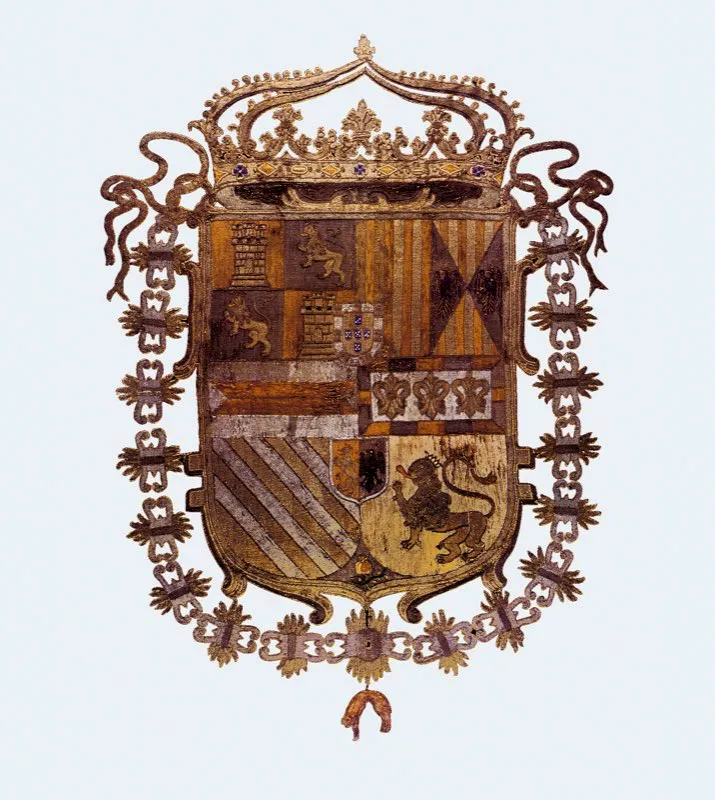 Escudo de la Real Audiencia, con el cual eran marcados los documentos oficiales y el oro. Era el símbolo de soberanía de la corona.