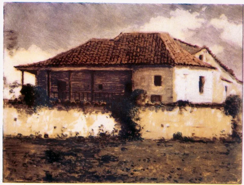La quinta de Fucha, o hacienda de Montes, al sur de Bogotá, le fue obsequiada a don Antonio Nariño en 1803 por un tío de su mujer, el sacerdote Francisco de Meza. Allí pasó Nariño los años posteriores a su segunda prisión de seis años, y allí también organizó nuevas conspiraciones. Óleo de Luis Núñez Borda.