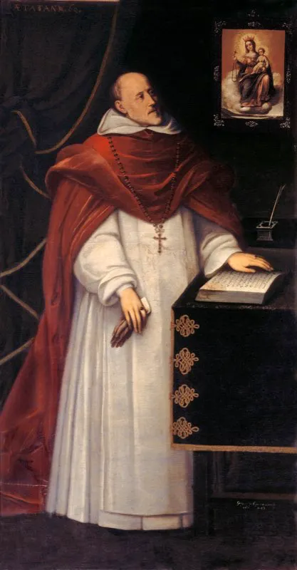 Fray Cristóbal de Torres fue el XV arzobispo de Santafé de (1635-1654). Fundador del Colegio Real Mayor de Nuestra Señora del Rosario (1652), quizá la más ilustre institución universitaria en la historia del país. Óleo de Gaspar de Figueroa, 1643. Colegio del Rosario.