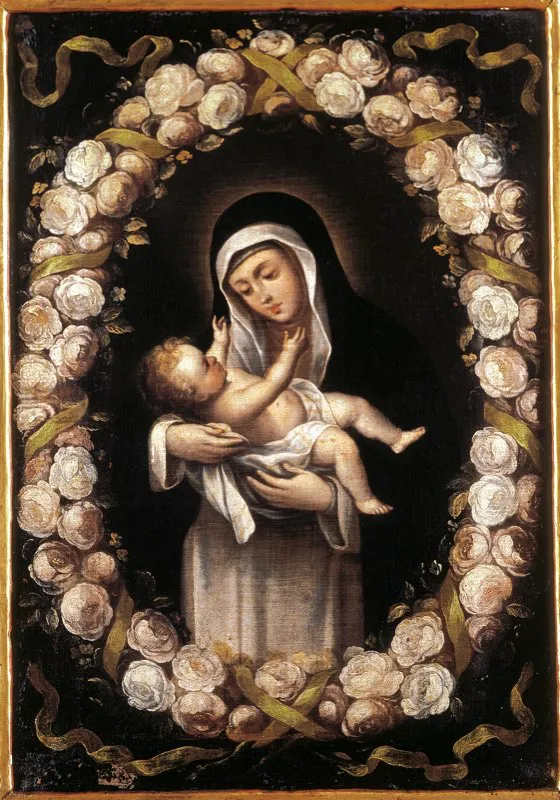 Santa Rosa de Lima tuvo en Santafé de Bogotá numerosos devotos en los siglos xvii y xviii, uno de ellos el gran pintor de la Colonia, Gregorio Vásquez de Arce, quien pintó este óleo de la santa hacia 1670. Museo de Arte Colonial, Bogotá.
