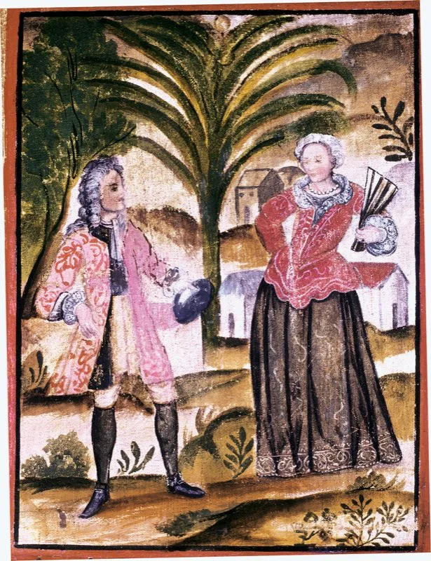 Dicen las crónicas que el virrey José Solís (1753-1761) no sólo fue un espléndido gobernante, sino un espléndido hombre de mundo, galante, mujeriego, aventurero, para quien el arte y la poesía eran elementos indispensables en el juego del amor. Durante el periodo del señor Solís las fiestas en Bogotá, cívicas o religiosas, tuvieron especial fastuosidad. Y en ellas el virrey destacó por su ingenio, su galantería y la fascinación que ejercía sobre las damas. Con María Lugarda Ospina, apodada “La Marichuela”, se labró un romance que llegó a ser una de las leyendas más prestigiosas de la época colonial. Al concluir su periodo, don José Solís, arrepentido del exceso de diversión, y agotado, se recluyó en un convento. Biombo colonial pintado por José de Medina, 1738.