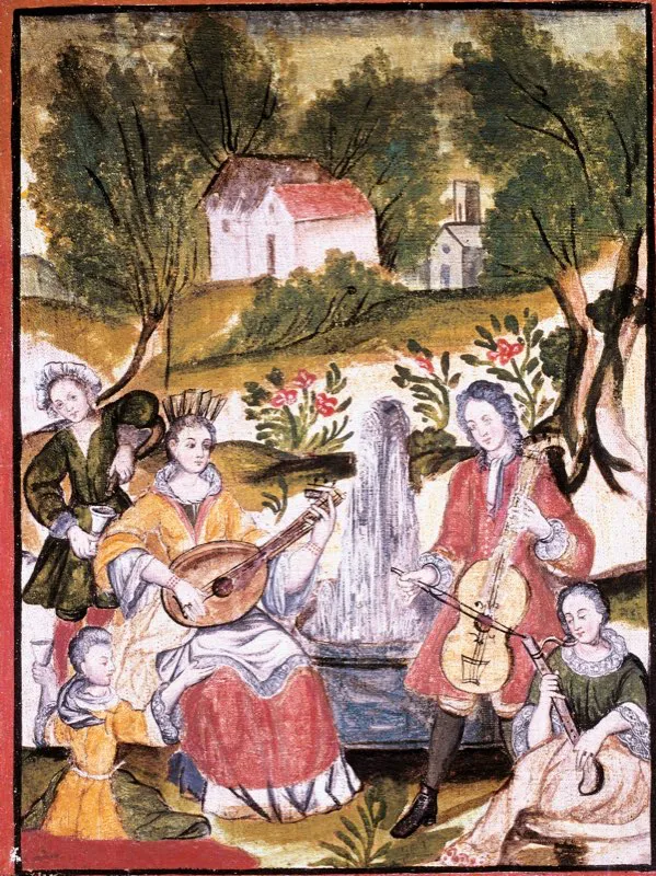 Estas ilustraciones hacen parte de las 48 cartelas del mencionado biombo, que incluye además escenas cortesanas, en su mayoría campestres, y escenas de vida religiosa conventual, firmado por el pintor José de Medina, en 1738.