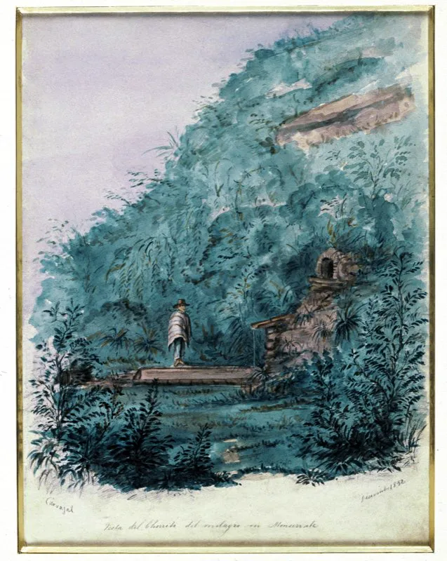 El chorrito del Milagro en Monserrate. Obra de Manuel Dositeo Carvajal. 