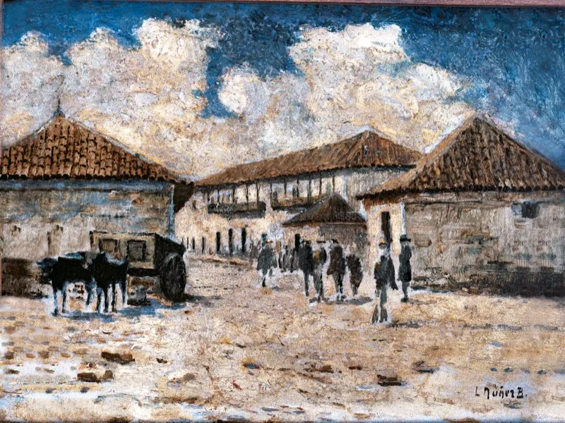 Carros del tranva de mulas de Bogot hacen recambio en la estacin de Chapinero (calle 67). El viaje entre Bogot y Chapinero demoraba, si haca buen tiempo, 40 minutos, o 50 cuando llova. Una queja habitual de los usuarios era la falta de mantenimiento que la empresa daba a la carrilera, lo que a menudo provocaba que los vehculos se descarrilaran. Tambin se sola criticar el hecho de que los carros tuvieran descubiertas las partes laterales.
Los tranvas de Bogot, punto de arranque en Chapinero. Grabado de Greas en el Papel Peridico Ilustrado.  