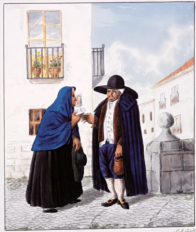 Beata besando las reliquias, acuarela de José Manuel Groot y Auguste Le Moyne (atribuido), ca. 1835. Colección Museo Nacional de Colombia, Bogotá.