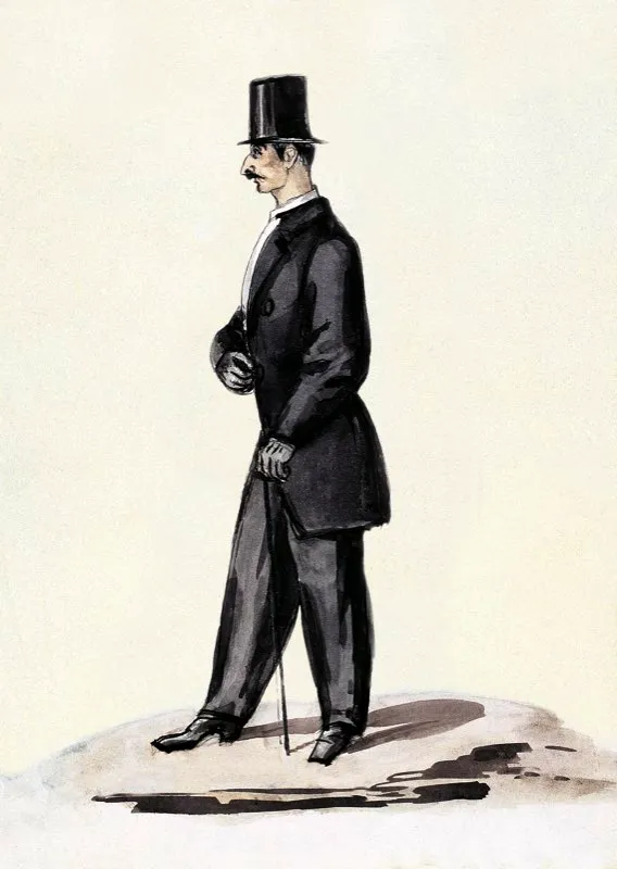 Carlos Cuervo Cuéllar. Dibujo caricaturesco de la época, realizados por José María Espinosa. Museo Nacional de Colombia y Biblioteca Nacional, Bogotá.
