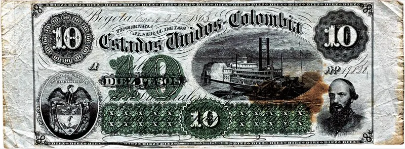 Billetes del Banco de Bogot. Autorizado desde su fundacin a emitir papel moneda, pronto sus billetes se hicieron imprescindibles para el desenvolvimiento de las transacciones mercantiles. 