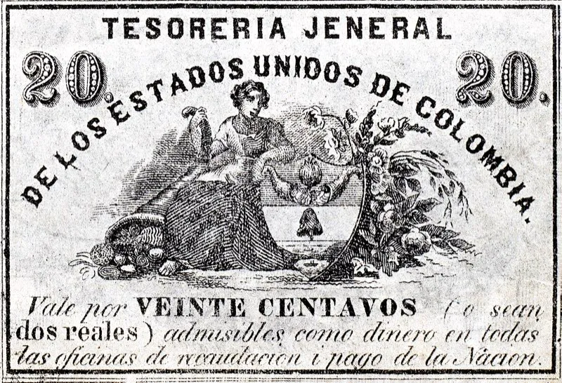 Billetes del Banco de Bogot. Autorizado desde su fundacin a emitir papel moneda, pronto sus billetes se hicieron imprescindibles para el desenvolvimiento de las transacciones mercantiles. 