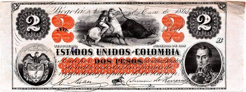 Billetes del Banco de Bogot. Autorizado desde su fundacin a emitir papel moneda, pronto sus billetes se hicieron imprescindibles para el desenvolvimiento de las transacciones mercantiles. 