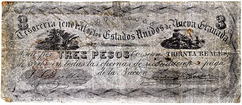 Billetes del Banco de Bogot. Autorizado desde su fundacin a emitir papel moneda, pronto sus billetes se hicieron imprescindibles para el desenvolvimiento de las transacciones mercantiles. 
