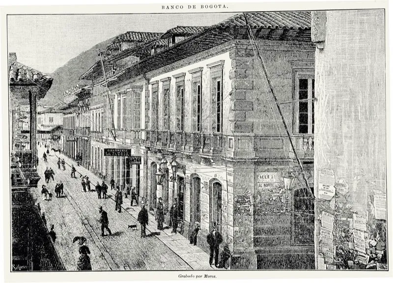 El Banco de Bogot, fundado en 1870, fue el primer banco de capital colombiano, y es el ms antiguo entre los que existen hoy. Entre 1864 y 1870 funcion en Bogot el Banco de Londres, Mxico y Sudamrica, primero establecido en Colombia. Algunos accionistas colombianos de dicho banco fueron fundadores del Banco de Bogot, que tena, como los dems bancos que despus se establecieron en el pas, y hasta 1881, la facultad de emitir billetes de acuerdo con sus reservas de oro y plata. 
