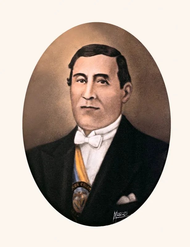 El general José María Melo encabezó el golpe militar-artesanal del 17 de abril de 1854. Derrotado por las tropas constitucionales en diciembre de 1854, al año siguiente se le sometió a juicio por el Congreso. Fue condenado y desterrado. En febrero de 1860 se unió en México al ejército del presidente Benito Juárez para luchar contra la guerrilla clerical conservadora en armas contra Juárez. Durante una batalla en la hacienda de Juancaná, estado de Chiapas, Melo fue herido, hecho prisionero y fusilado el 1.o de junio de 1860. Miniatura de Víctor Moscoso.