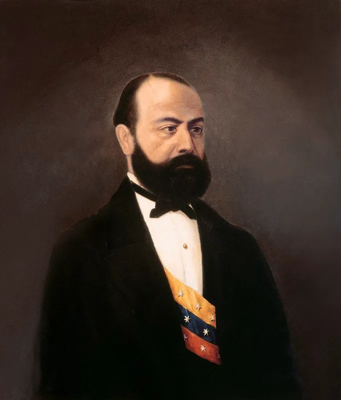 Santiago Pérez, presidente liberal-radical (1874-1876). Como fiel exponente de las doctrinas del “dejar hacer” no pudo impedir el “motín del pan” de 1875. Óleo de autor anónimo. Colección del Museo Nacional de Colombia, Bogotá.