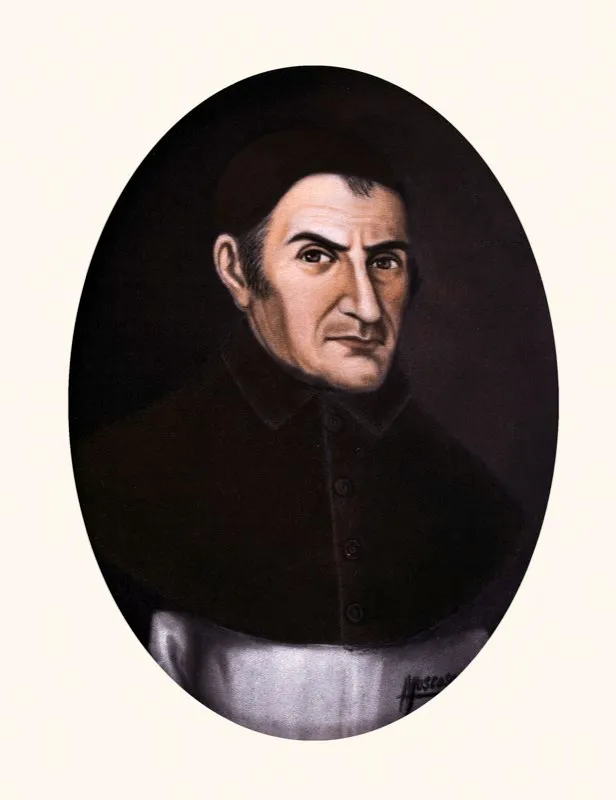 El presbítero Andrés Rosillo y Meruelo, canónigo de la Catedral, fue una de las figuras decisivas en el episodio del 20 de julio de 1810. “Este patriota generoso se mereció el odio del gobierno que expiró, por sus votos libres en esas juntas memorables del 7 y 10 de febrero de 1809, digamos mejor, de esas farsas con que pensaron alucinar a los incautos. Rosillo añadió a este mérito el de haber proyectado tomar a Santafé en 29 de octubre de ese año. Frustradas sus esperanzas parte para el Socorro. Camina de noche por sendas desconocidas, y siempre huyendo de los ojos de los tiranos; atraviesa montañas intransitables, muda de traje, y hace todos sus esfuerzos por llegar al Socorro, por difundir luces, por hacerse prosélitos y libertar la patria. Nada valió; el 28 de diciembre fue apresado por don Pedro Agustín de Vargas y conducido a Charalá”. Joaquín Camacho y Francisco José de Caldas, “Historia de nuestra revolución”, en Diario Político de Santafé. Óleo de Víctor Moscoso.