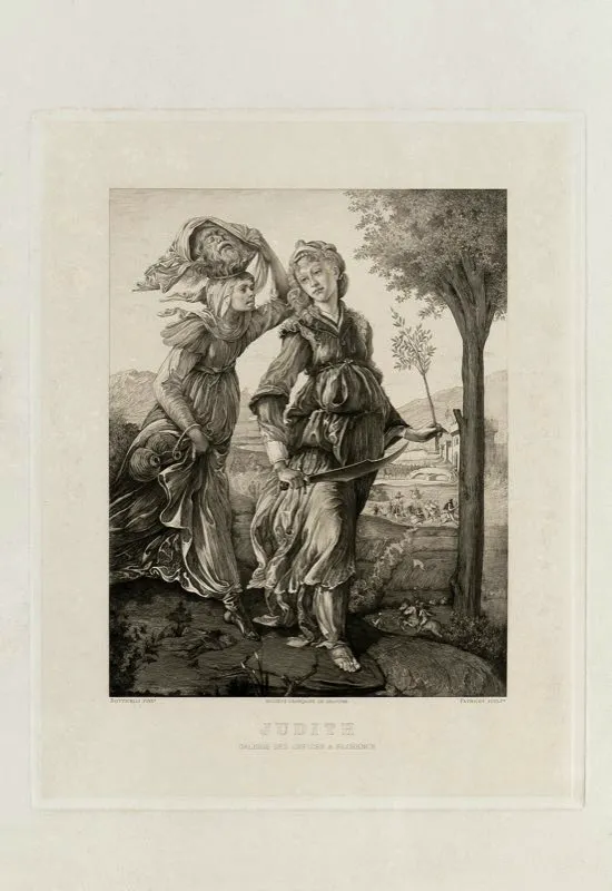 Sandro Botticelli (invent), Jean Patricot (grab) / Socit Franaise de Gravure (imprimi) / Chalcographie du Louvre / Judith / Siglo xv / Grabado en buril. Impresin a partir de la matriz original. Papel encolado / 71,5 x 54,7 cm 