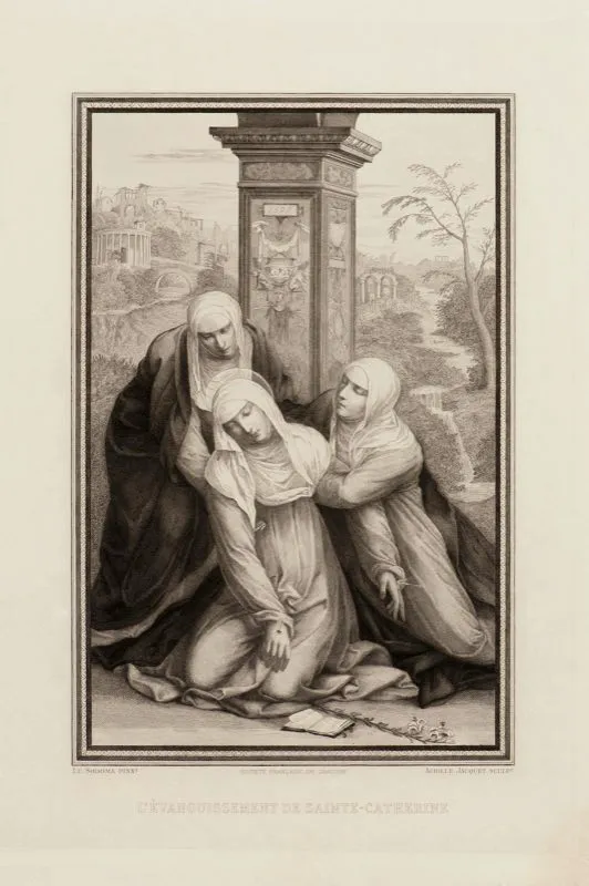 El Sodoma (invent), Achille Jacquet (grab) / Socit Franaise de Gravure Chalcographie du Louvre (imprimi) / El desmayo de Santa Catalina / Siglo xvi / Grabado en metal / 40 x 28,3 cm 