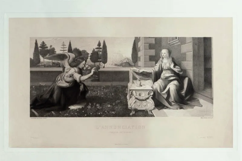 Leonardo da Vinci (invent), Bouteli (grab) / Chalcographie du Louvre (imprimi) / Anunciacin / Siglos xv-xvi  / Grabado en metal / 50,2 x 65 cm 