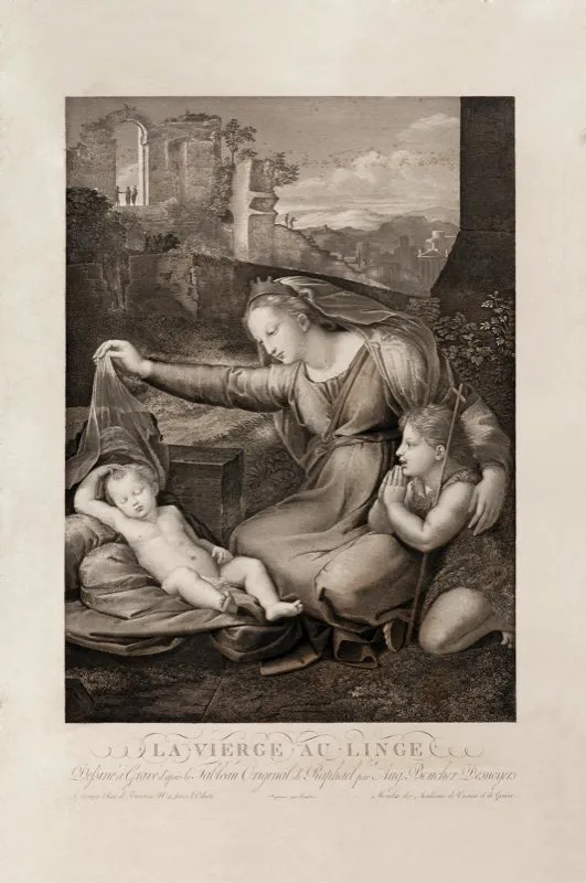 Rafael Sanzio (invent), Auguste Boucher Desnoyers (grab) / Ramboz (imprimi)  / La Madonna del velo / Siglos xv-xvi / Grabado en metal / 72,6 x 55.3 cm 