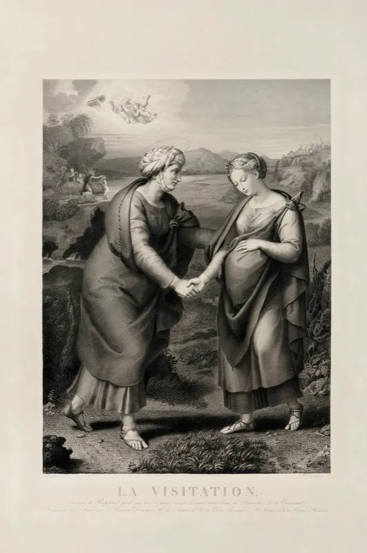 Rafael Sanzio (invent), Auguste Boucher Desnoyers (grab) / Durand & Sauv (imprimi) / La Visitacin / Siglos xv-xvi / Grabado en metal / 89,7 x 62,7 cm 