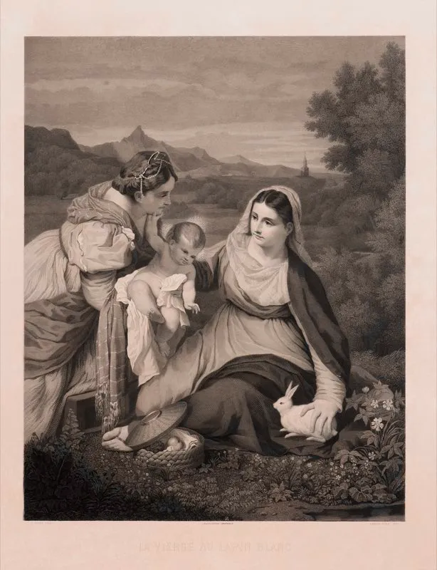 Tiziano Vecelli (invent), Jean Nicolas Laugier (grab) / Chalcographie Impriale (imprimi) / La Virgen del conejo / Siglo xvi / Grabado en metal / 61,3 x 47,5 cm 