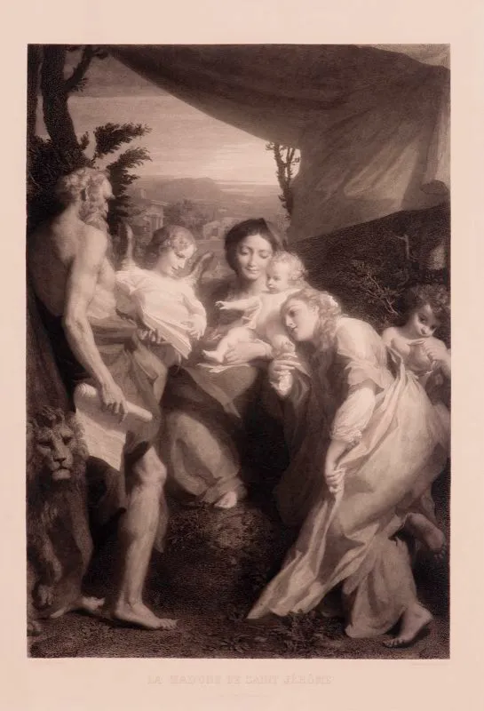 El Corregio (invent), Louis Busiere 
(grab) / Chalcographie du Louvre (imprimi) / La Madonna de san Jernimo / Siglo xvi / Grabado en metal / 60,3 x 42,5 cm 