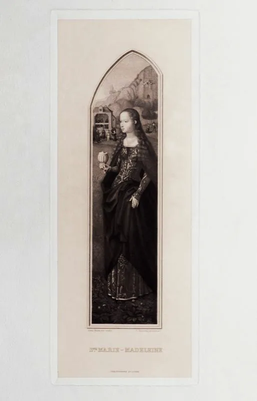 Hans Memling (invent), L. Bouteli et A. Mignon (grab) / Chalcographie du Louvre (imprimi) / Santa Mara Magdalena / Siglo xv / Grabado en metal / 55 x 36,5 cm 