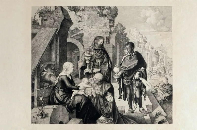 Alberto Durero (invent) / Adoracin de los reyes / Siglos xv-xvi / Grabado en metal  / 47,7 x 61 cm 