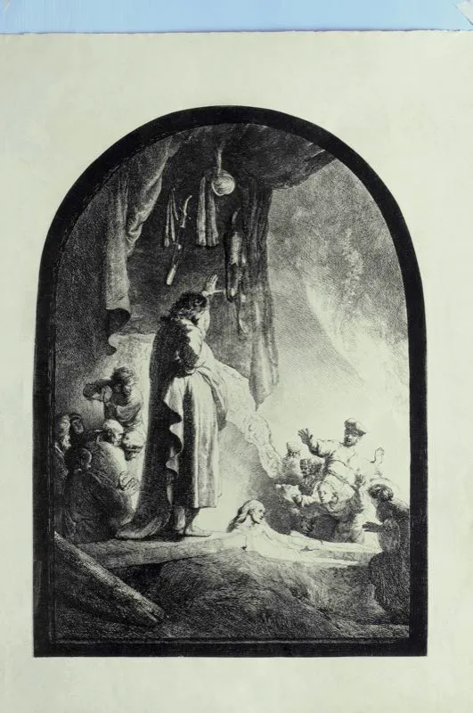Rembrandt van Rijn / (inventó y grabó)
Amsterdruch (imprimió) / La resurrección de Lázaro / Siglo xvii / Grabado en metal / 47 x 35,8 cm
