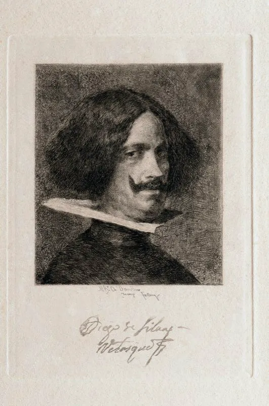 Diego Velázquez (inventó), Mariano Fortuny y Marsal (grabó) / Chalcographie du Louvre (imprimió) / Autorretrato / Siglo xvii / Grabado en metal / 45,5 x 32 cm
