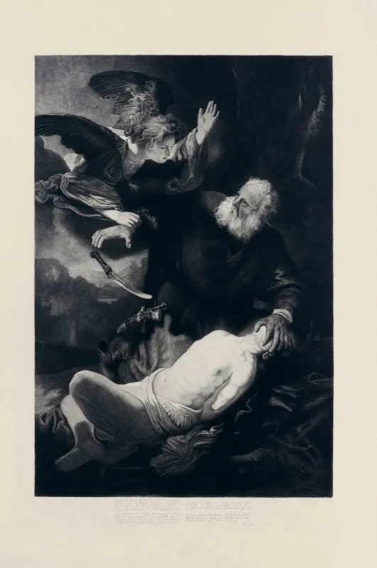 Rembrandt van Rijn (inventó), Emile Salmon (grabó) / Chalcographie du Louvre (imprimió) / El sacrificio de Isaac / Siglo xvii / Grabado en metal / 72,3 x 53,2 cm