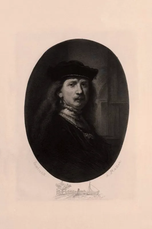 Rembrandt van Rijn (inventó), André Masson (grabó) / Chalcographie du Louvre (imprimió) / Autorretrato / Siglo xvii / Grabado en metal / 65,5 x 50,9 cm