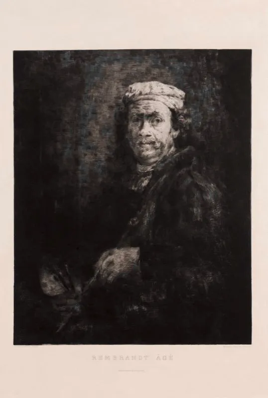 Rembrandt van Rijn (inventó), Charles Geroux o Giroux (grabó) / Chalcographie du Louvre (imprimió) / Autorretrato / Siglo xvii / Grabado en metal / 72 x 53 cm