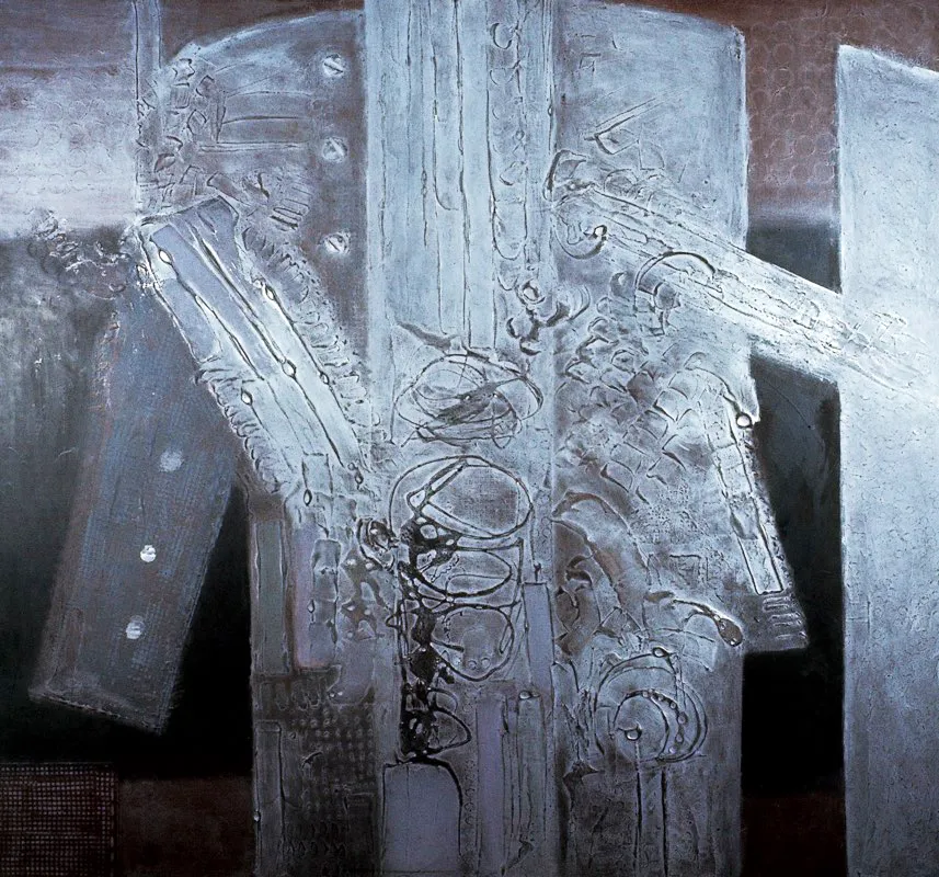 Signos superpuestos / 1969 / Piroxilina sobre madera / 180 x 160 cm