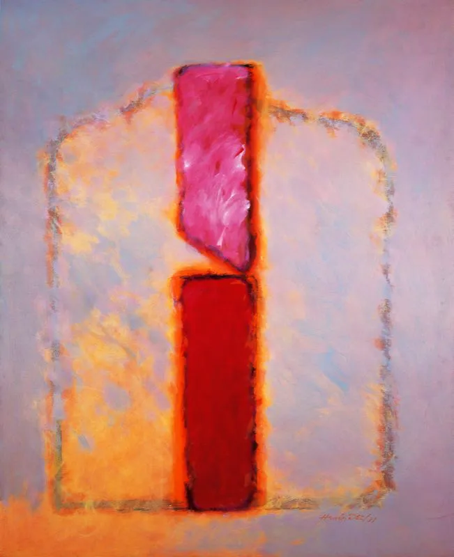 Signo apoyo doble rojo / 1988 / Acrlico sobre tela / 170 x 140 cm 