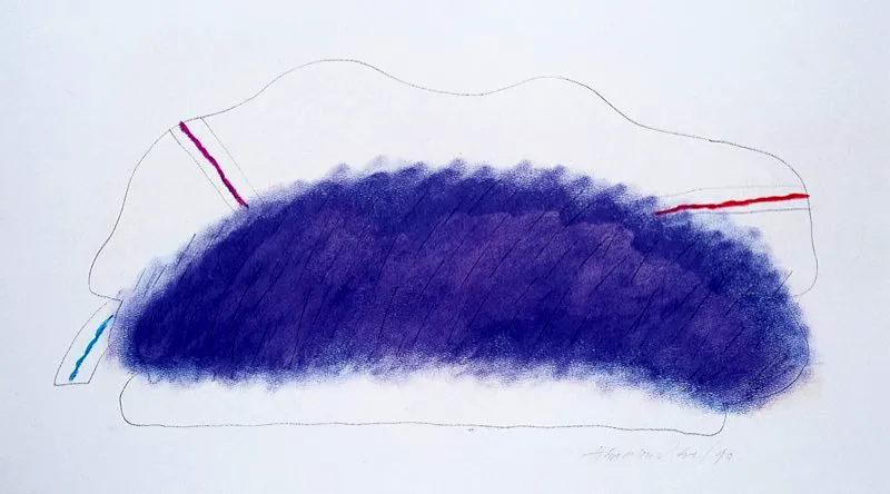 Signo soporte azul-violeta / 1990 / Mixta sobre papel / 61 x 91 cm