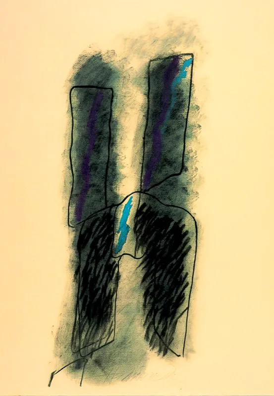 Signo gran tenso / 1986 / Óleo y pastel sobre papel / 70 x 50 cm