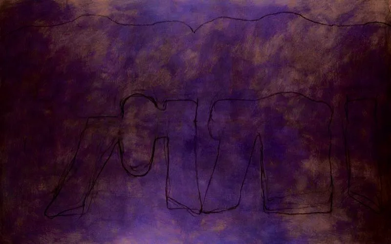 Signo ocre violeta / 1997 / Acrlico sobre tela / 190 x 300 cm 