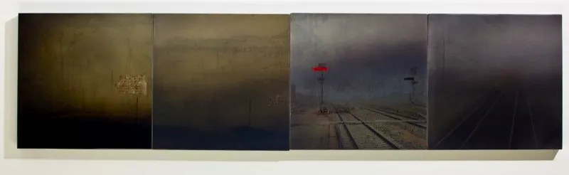 De Vidrio y niebla / 2009 / Fotografías y resinas sobre placas metálicas / Módulos: 50 x 50 x 5 cm