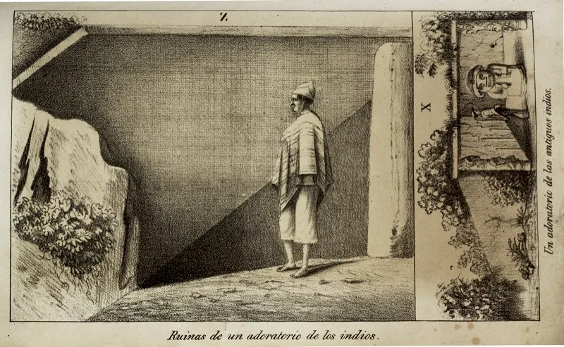 Dibujos de tumbas de San Agustín hechos por Manuel María Paz en 1857.